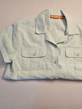 Reel Legends Linen Cotton Blend Button Down Shirt Size Medium